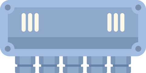 Network switch connecting and distributing internet signal, telecommunication equipment, flat vector icon