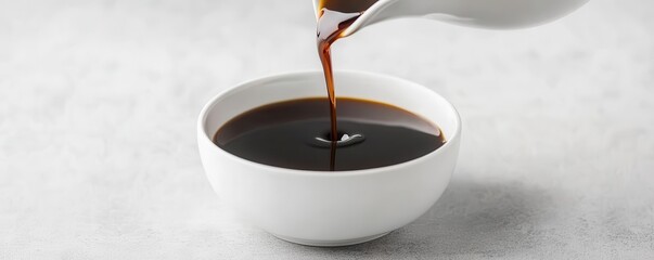 Molasses being slowly poured into a mixing bowl, adding deep sweetness to a recipe   molasses, rich sweetener