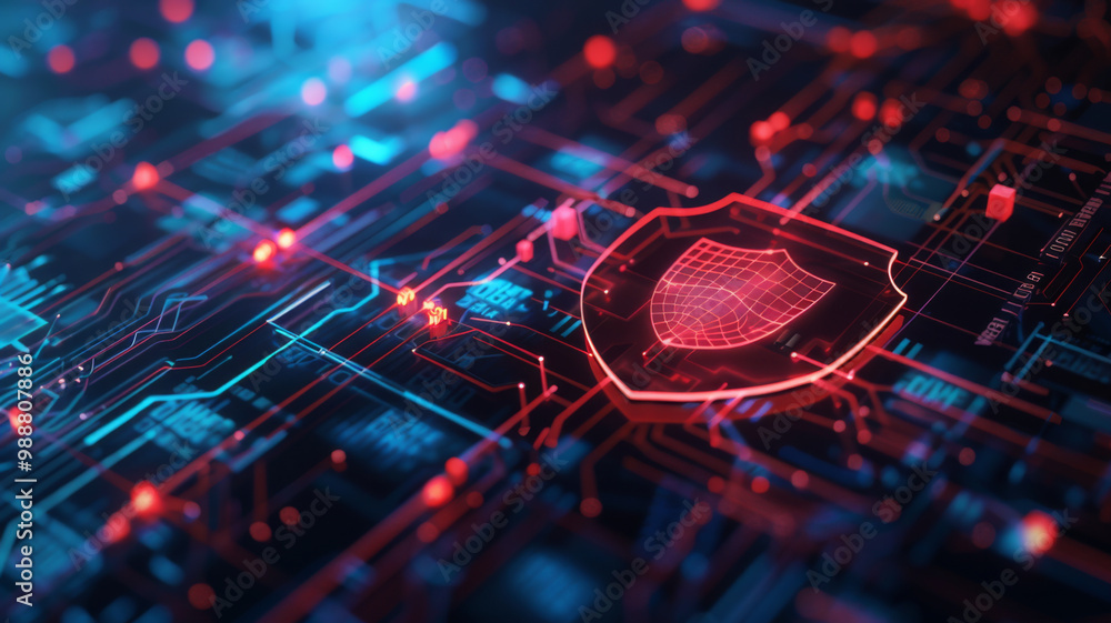 Poster digital shield safeguarding sensitive information cyber security and data privacy