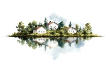 Obraz premium Tranquil European Lake Surrounded by Lush Forests