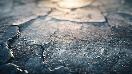 Cracked Earth Texture: Arid Landscape Under Sunlight
