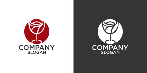 abstract wine glass logo design vector