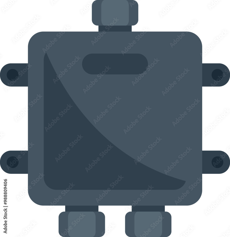 Poster splitter box is connecting and distributing signal with cable connectors on white background