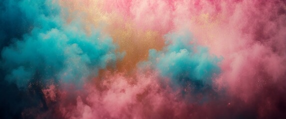 Obraz premium Abstract cloudy powder grunge textured background. Dusty pink, blue, golden. Luxury header design