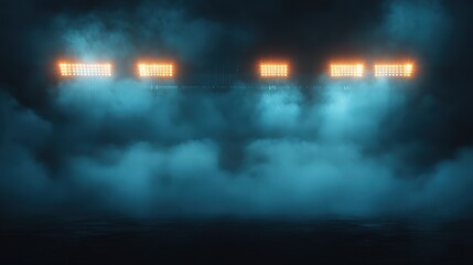 Naklejka premium Dark Stadium Lights with Smoke and Fog Effects