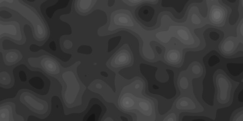 Gray Stylized Bokeh Effect Topographic Contour Scheme and Terrain on old paper. Geographic mountain terrain. Contour map background. Cartographic Weave with seamless striped patterns and wavy edges