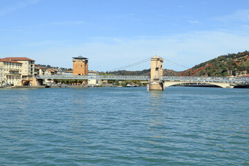 Bridge on the river Rhone in France