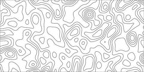 Abstract black & white topographic Contour Scheme and Terrain on old paper. Geographic mountain terrain. Contour map background. Cartographic Weave with seamless striped patterns and wavy Lines