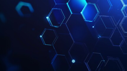 Minimalist design, abstract geometric hexagons combined with light and shadow effects, blue color theme
