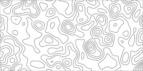 Abstract black & white topographic Contour Scheme and Terrain on old paper. Geographic mountain terrain. Contour map background. Cartographic Weave with seamless striped patterns and wavy Lines