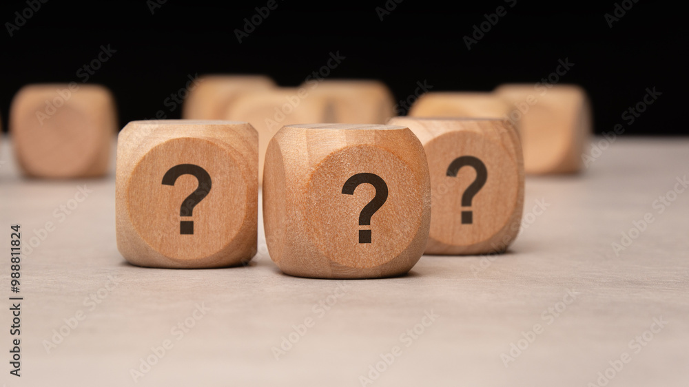 Poster mystery blocks featuring question marks designed for imaginative and creative concepts