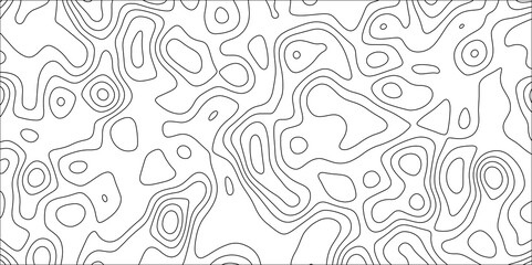 Abstract black & white topographic Contour Scheme and Terrain on old paper. Geographic mountain terrain. Contour map background. Cartographic Weave with seamless striped patterns and wavy Lines