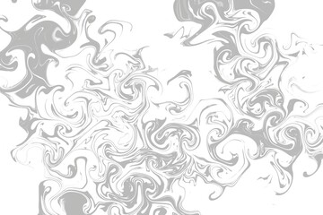 Liquid art texture. Abstract background with swirling paint effect. Gray color. Painting with liquid acrylic that pours and splashes isolated on white.