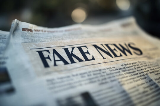 Newspapers with "Fake News" headline. Concept of media bias, misinformation and modern journalism challenges. Manipulation of citizenship consciousness with help of mass media