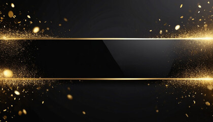 Obraz premium Dynamic banner with bright accents that attract the attention of customers and flashes of light, a background in black and gold colors that symbolize luxury and discounts, a place for text.