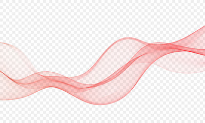 Red wave flow on transparent background. Design element