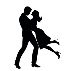 Fototapeta premium a couple dancing. The couple is in a romantic embrace, with the man's arms around the woman