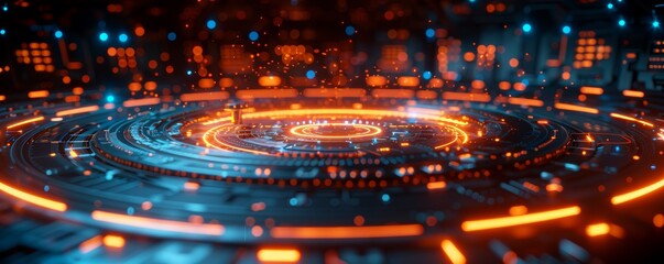 Obraz premium Futuristic Digital Interface for Risk Mitigation and Data Security in Technology and Business Environments