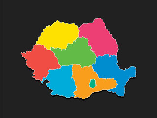 Vector map country Romania divided on regions
