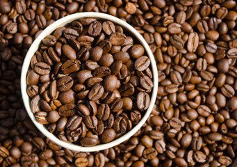 Roasted coffee beans. Selected Arabica beans.