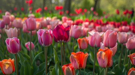 Vibrant Tulip Field: A Symphony of Colors