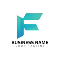  F abstract modern minimalist premium typography 3d colorful letter logo design template