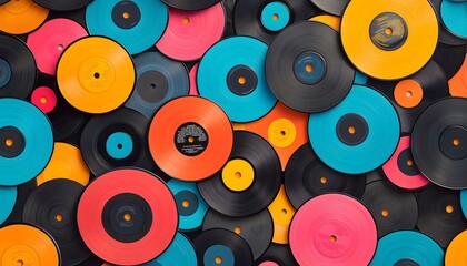 A digital illustration of a seamless background made with colorful vinyls