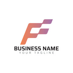  F abstract modern minimalist premium typography 3d colorful letter logo design template