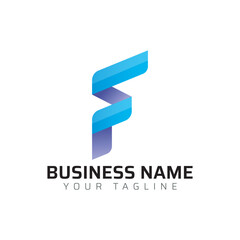 F abstract modern minimalist premium typography 3d colorful letter logo design template
