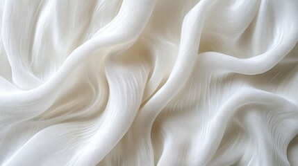 Obraz premium close-up of soft white fabric with gentle textured waves perfect for lightweight fashion material textile design and home decor showcasing smooth delicate fabric and minimal elegant surface