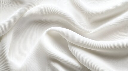 Fototapeta premium close-up of soft white fabric with gentle textured waves perfect for lightweight fashion material textile design and home decor showcasing smooth delicate fabric and minimal elegant surface
