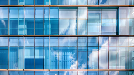 Modern Office Building with Glass Facade and Sky Reflections