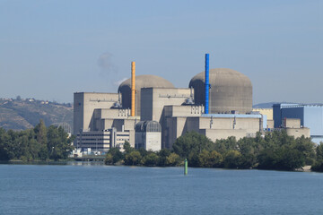 Small Nuclear Power plant on banks of river
