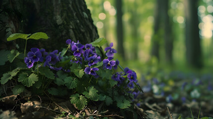 Purple Wildflowers Blooming in a Forest