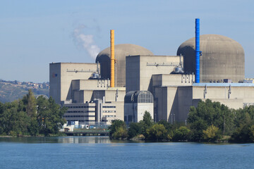 Close up view of small nuclear power station