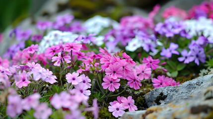 Obraz premium Vibrant Pink, Purple, and White Flowers in Bloom