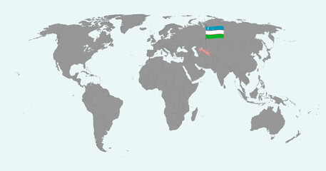 Pin map with Uzbekistan flag on world map. Vector illustration. © Ruslan