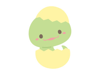 年賀状素材の挿絵、巳年のヘビの赤ちゃんのベクターイラスト素材