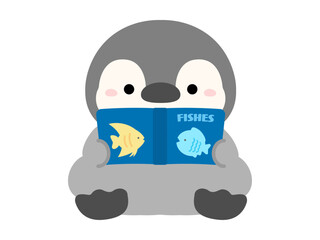 絵本を読むかわいいペンギン02 © GRACE