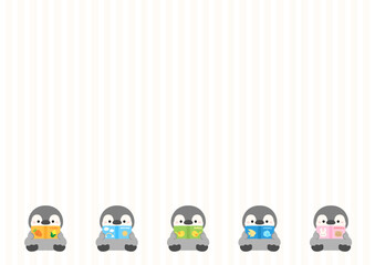 読書をするかわいいペンギンの赤ちゃんたち01