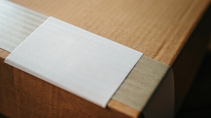Fototapeta premium A close-up of a cardboard box sealed with tape, highlighting simplicity, shipping, packaging, and the everyday object’s role in logistics and delivery.