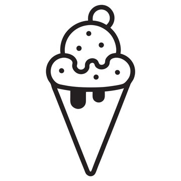 recommend clip art: Chocolate ice cream food line art silhouette vector