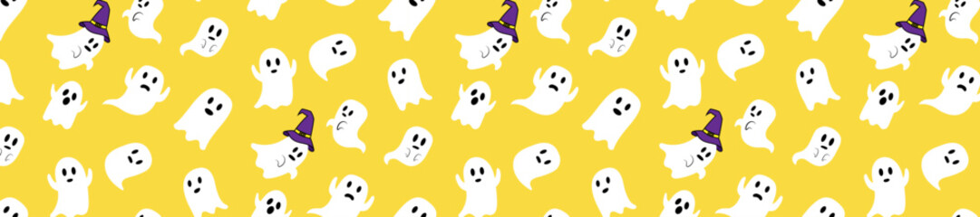 Obraz premium cute ghost cartoon seamless pattern scary spooky horror halloween