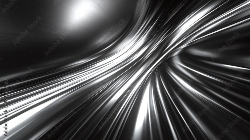 Poster futuristic silver metallic speed lines background highlighting dynamic motion and reflective surface