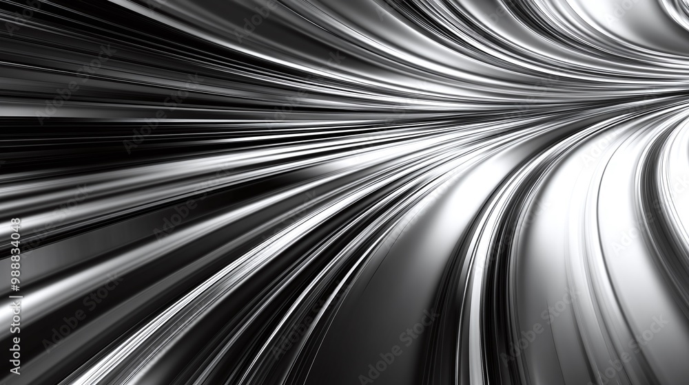 Poster futuristic silver metallic speed lines background highlighting dynamic motion and reflective surface
