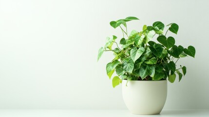 A potted green plant isolated on a white background, its leaves creating a refreshing contrast with the pure, minimalist backdrop.