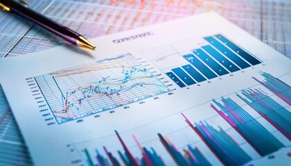 Detailed financial management chart with depth of field for strategic business planning