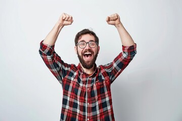 Fototapeta premium Excited man celebrating success