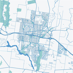 Fototapeta premium Map of Melton in Australia in a professional blue style. Contains layered vector with roads water, parks, etc.