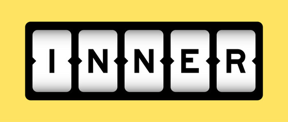 Black color in word inner on slot banner with yellow color background